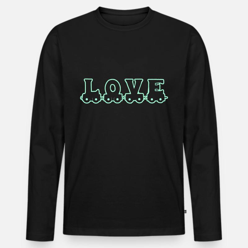 Liebe Zug Eisenbahn - Männer Premium Bio Langarmshirt - Schwarz