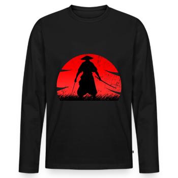 Samurai Ronin - Männer Premium Bio Langarmshirt - Schwarz - Vorne - Nico (187cm)