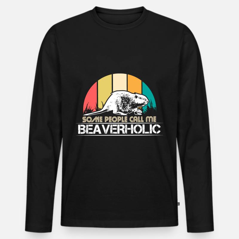 Biber Tier Geschenkidee - Männer Premium Bio Langarmshirt - Schwarz