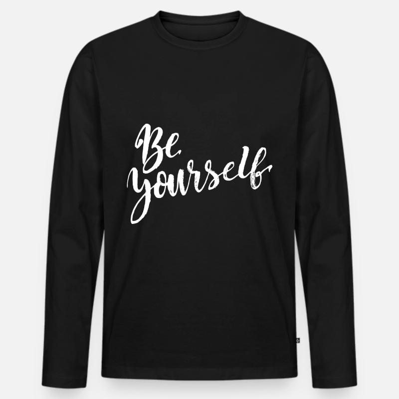 be yourself - Männer Premium Bio Langarmshirt - Schwarz