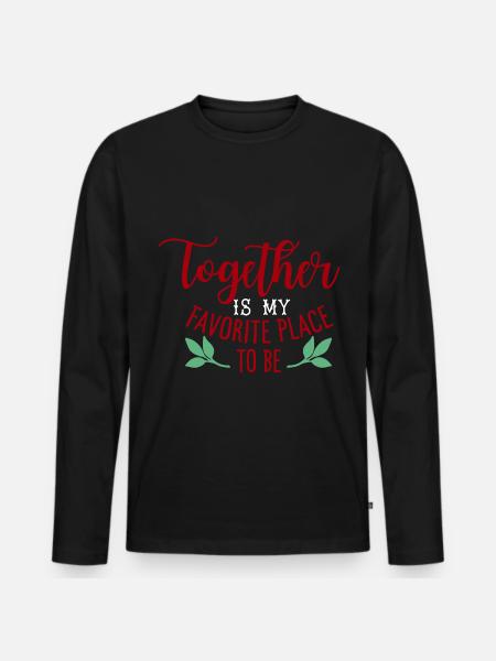 Tillsammans är min favoritplats att vara present - Ekologisk långärmad premium-T-shirt herr - svart