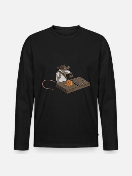 Indiana Jones Mausefalle Käse Archäologie - Männer Premium Bio Langarmshirt - Schwarz