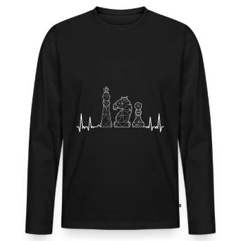 Schach Spielen Herzschlag Schachspiel Geschenk - Männer Premium Bio Langarmshirt - Schwarz - Vorne - Nico (187cm)