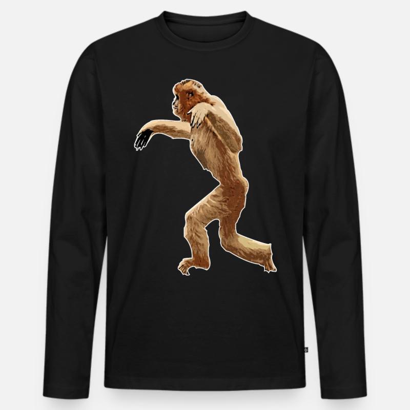 Gibbon - Männer Premium Bio Langarmshirt - Schwarz