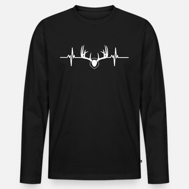 Herzschlag Hirsch Jagd - Männer Premium Bio Langarmshirt - Schwarz