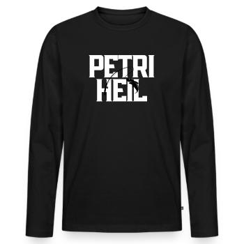 Petri Heil Angel Fisch - Männer Premium Bio Langarmshirt - Schwarz - Vorne - Nico (187cm)