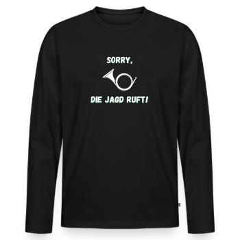 Jagd Jagen Jagdhorn - Männer Premium Bio Langarmshirt - Schwarz - Vorne - Nico (187cm)