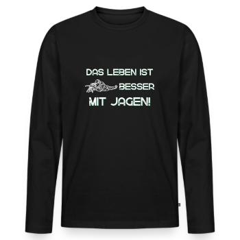 Jäger Leben Jagen - Männer Premium Bio Langarmshirt - Schwarz - Vorne - Nico (187cm)