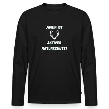 Jagd Jagen Naturschutz - Männer Premium Bio Langarmshirt - Schwarz - Vorne - Nico (187cm)