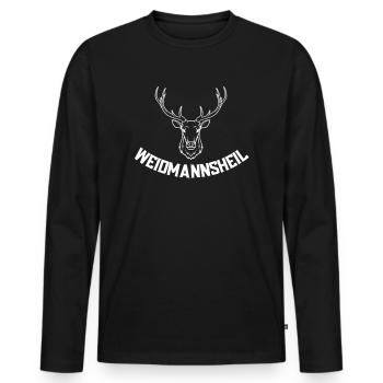 Weidmannsheil Jagen Jagd - Männer Premium Bio Langarmshirt - Schwarz - Vorne - Nico (187cm)