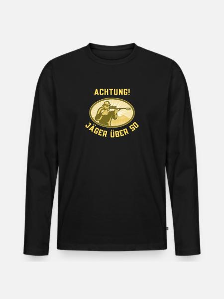 Jäger ü50 Jagdgewehr - Männer Premium Bio Langarmshirt - Schwarz