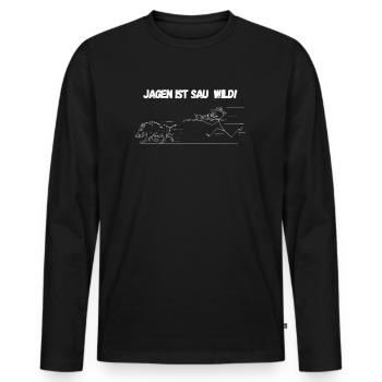 Jagen Sau Wild - Männer Premium Bio Langarmshirt - Schwarz - Vorne - Nico (187cm)