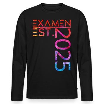 Examen EST. 2025 - Männer Premium Bio Langarmshirt - Schwarz - Vorne - Nico (187cm)