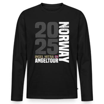 Hitra Norwegen Angeltour 2025 - Männer Premium Bio Langarmshirt - Schwarz - Vorne - Nico (187cm)