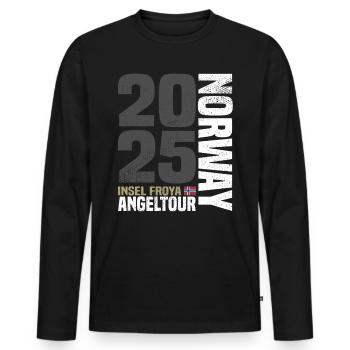 Froya Norwegen Angeltour 2025 - Männer Premium Bio Langarmshirt - Schwarz - Vorne - Nico (187cm)