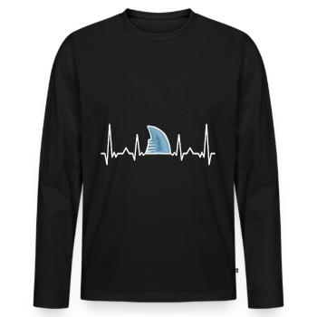 Haifischflosse Herzschlag Hai Liebhaber Geschenk - Männer Premium Bio Langarmshirt - Schwarz - Vorne - Nico (187cm)