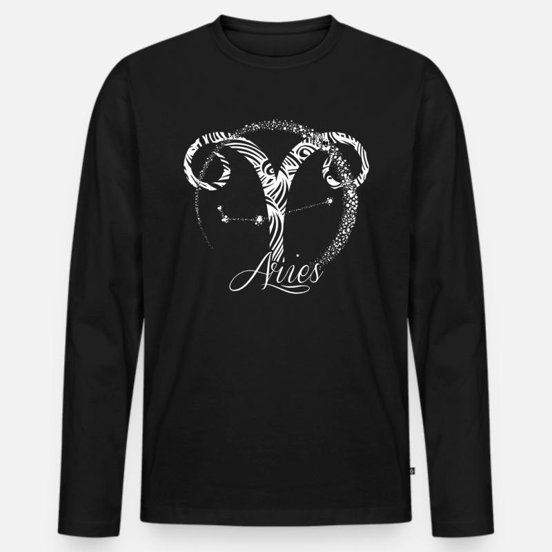 Widder - Sternzeichen - Horoskop - Männer Premium Bio Langarmshirt - Schwarz