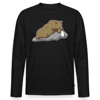 Braunbär Bär Tier Zoo Tierpark Jungle Geschenk - Männer Premium Bio Langarmshirt - Schwarz - Vorne - Nico (187cm)
