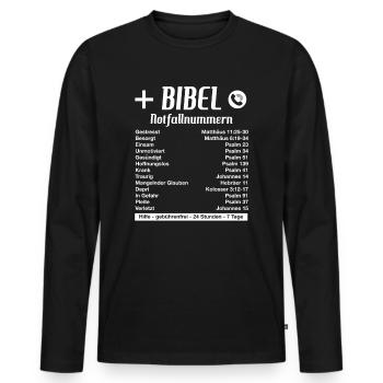 Bible foi religion d'urgence cadeau d'anniversaire - T-shirt manches longues Premium bio Homme - noir - Devant - Nico (187cm)