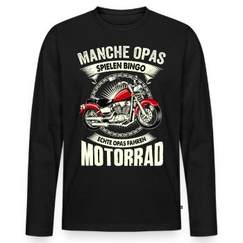 Opa Motorrad Bike Straße Helm Freiheit Geschenk - Männer Premium Bio Langarmshirt - Schwarz - Vorne - Nico (187cm)