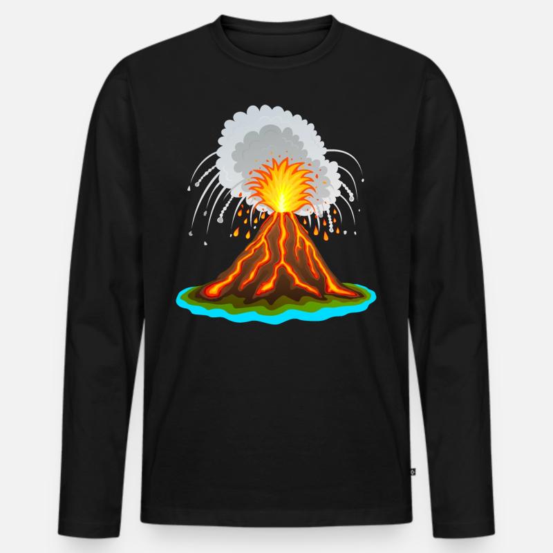 Vulkan, Vulkanausbuch, Lava, Magma,Vulkane vulcano - Männer Premium Bio Langarmshirt - Schwarz