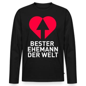 T-shirt de la Saint-Valentin : meilleur cadeau de mari - T-shirt manches longues Premium bio Homme - noir - Devant - Nico (187cm)