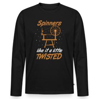 Spider Wheel Yarn Wool Gift Idea - Men's Premium Organic Long Sleeve Shirt - black - Front - Nico (187cm)
