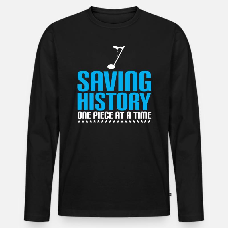 Metalldetektor Schatzsuche Geschichte Geschenkidee - Männer Premium Bio Langarmshirt - Schwarz