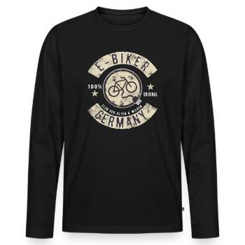 E-biker e-bike e-bike pensioner vélo cycliste - T-shirt manches longues Premium bio Homme - noir - Devant - Nico (187cm)