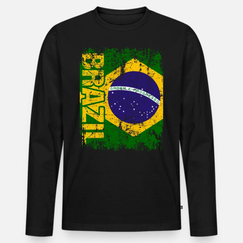 Brazil - Männer Premium Bio Langarmshirt - Schwarz