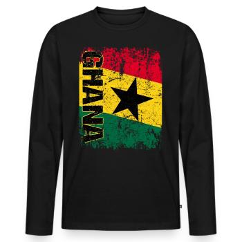 Ghana - Männer Premium Bio Langarmshirt - Schwarz - Vorne - Nico (187cm)