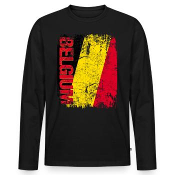 Belgium - Männer Premium Bio Langarmshirt - Schwarz - Vorne - Nico (187cm)
