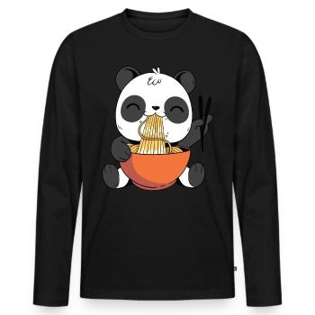 Cute Panda Eating Ramen - Men's Premium Organic Long Sleeve Shirt - black - Front - Nico (187cm)