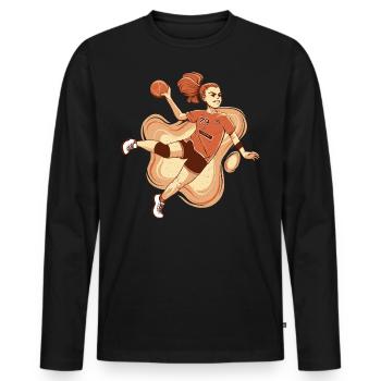 Joueur de handball Handball Outfit Handball Joueur de handball - T-shirt manches longues Premium bio Homme - noir - Devant - Nico (187cm)