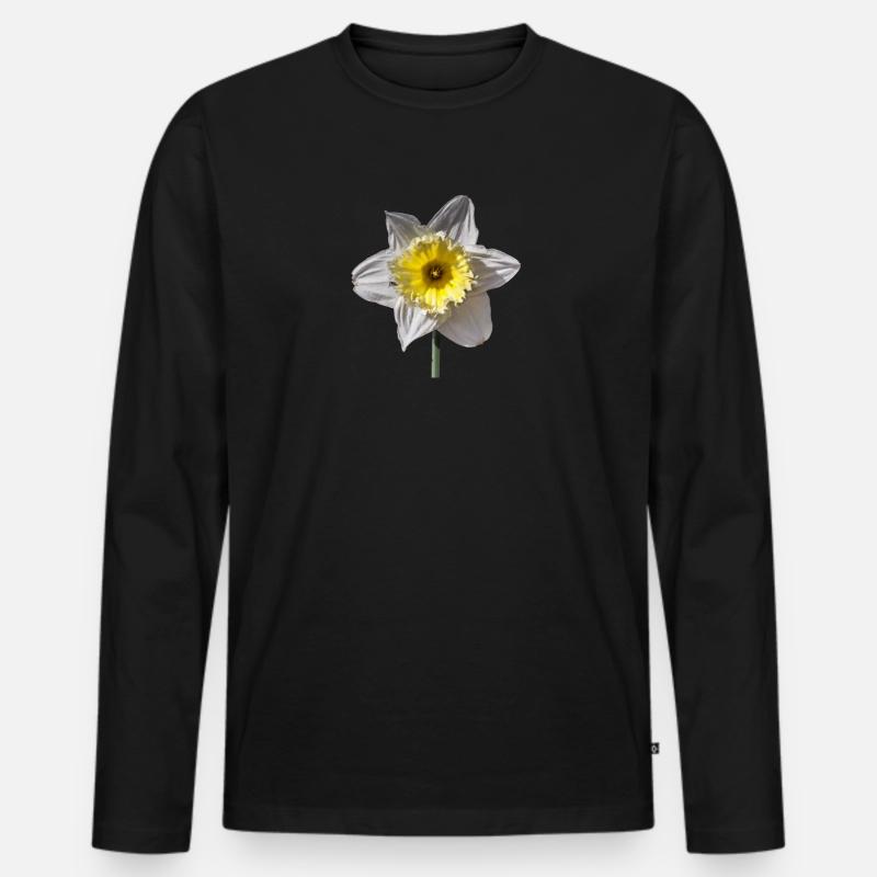 Narzisse - Männer Premium Bio Langarmshirt - Schwarz
