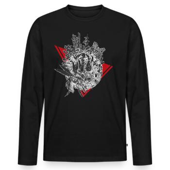 Planet der Fleischfressenden Pflanzen in Weiß - Männer Premium Bio Langarmshirt - Schwarz - Vorne - Nico (187cm)