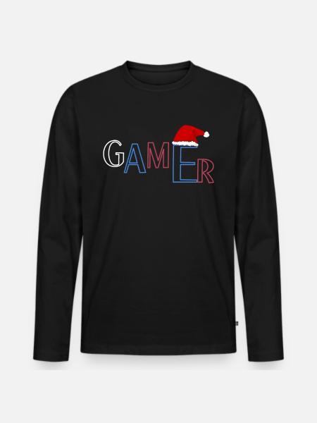 Weihnachts Gamer - Männer Premium Bio Langarmshirt - Schwarz
