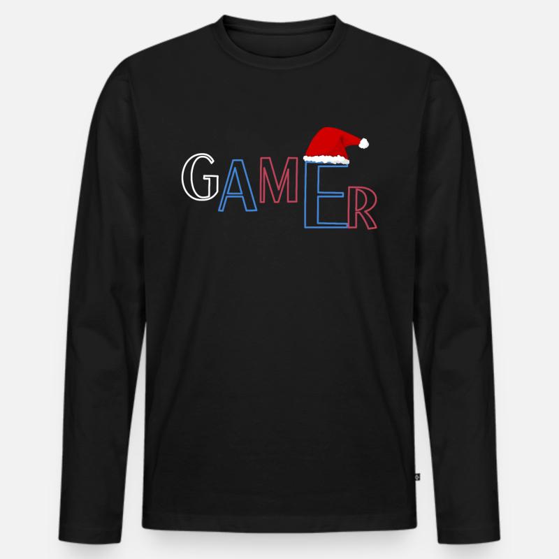 Weihnachts Gamer - Männer Premium Bio Langarmshirt - Schwarz