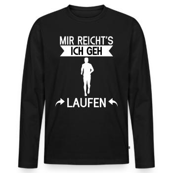 Mir reichts ich geh laufen - Männer Premium Bio Langarmshirt - Schwarz - Vorne - Nico (187cm)