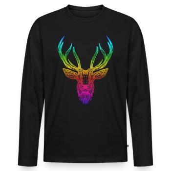Couleur arc-en-ciel de cerf coloré à douze ailes - T-shirt manches longues Premium bio Homme - noir - Devant - Nico (187cm)