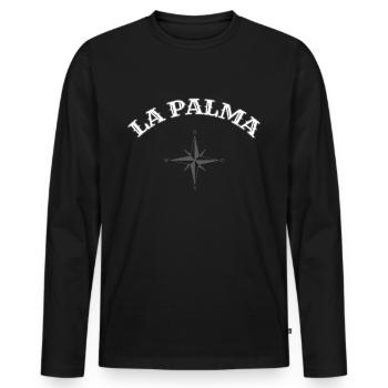 LA PALMA - T-shirt manches longues Premium bio Homme - noir - Devant - Nico (187cm)