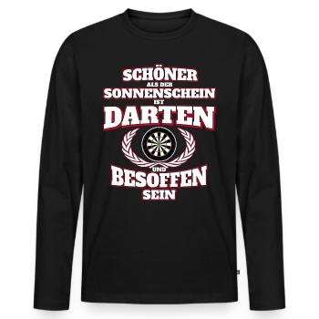 Darten & Bier - Männer Premium Bio Langarmshirt - Schwarz - Vorne - Nico (187cm)