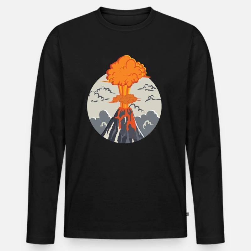 Ausbrechender Vulkan - Männer Premium Bio Langarmshirt - Schwarz