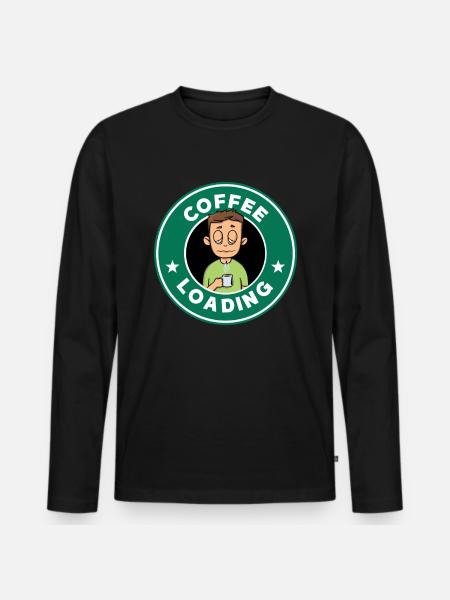 coffee loading - Männer Premium Bio Langarmshirt - Schwarz
