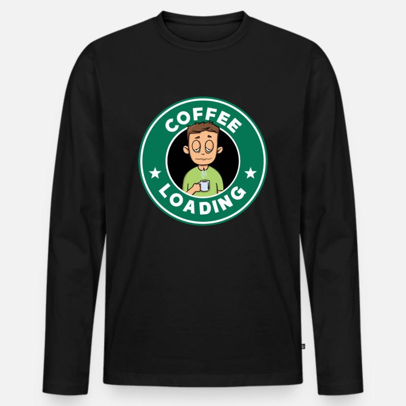 coffee loading - Männer Premium Bio Langarmshirt - Schwarz