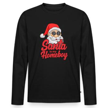 Père Noël Père Noël Foi Père Noël - T-shirt manches longues Premium bio Homme - noir - Devant - Nico (187cm)