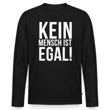 Antifa T-Shirt links gegen rechts Geschenkidee - Männer Premium Bio Langarmshirt - Schwarz - Vorne - Nico (187cm)