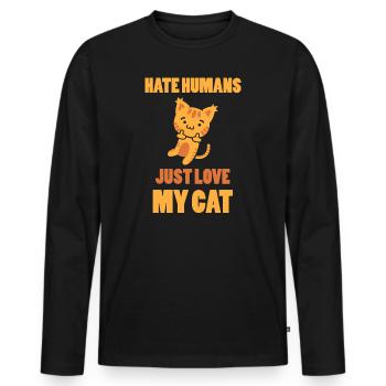 Chat Chats animaux de compagnie T-shirts idée cadeau - T-shirt manches longues Premium bio Homme - noir - Devant - Nico (187cm)