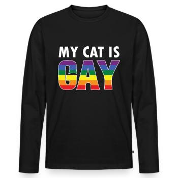 LGBTQ Katze | Schwul Regenbogen Katzen Geschenke - Männer Premium Bio Langarmshirt - Schwarz - Vorne - Nico (187cm)