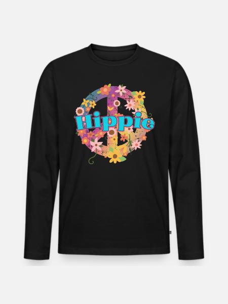 Gaver til hippier | Hippie Peace Gift Ideas - Premium økologisk langærmet T-shirt til mænd - sort